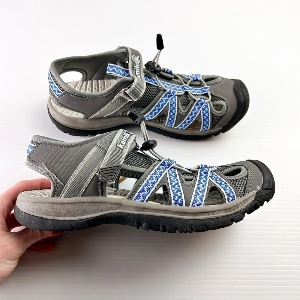 Kamik Sandals womens 10 Islander 2 Blue Grey Hook Loop Shoes Outdoors